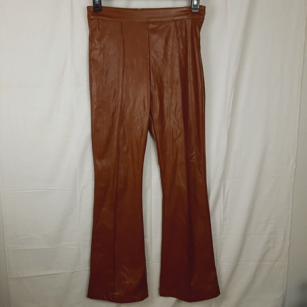 Princess Polly Womens Size 6 Faux Leather Dark Brown Pants